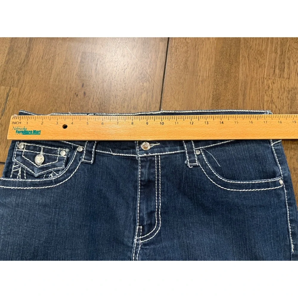 True Religion Straight Leg Jeans Dark Wash White Contrast Stitch Size 31 Mens